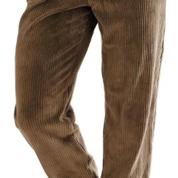 Corduroy Pants for Women Casual Drawstring Elastic High Waist Straight Leg Pants - Picture 1 of 6
